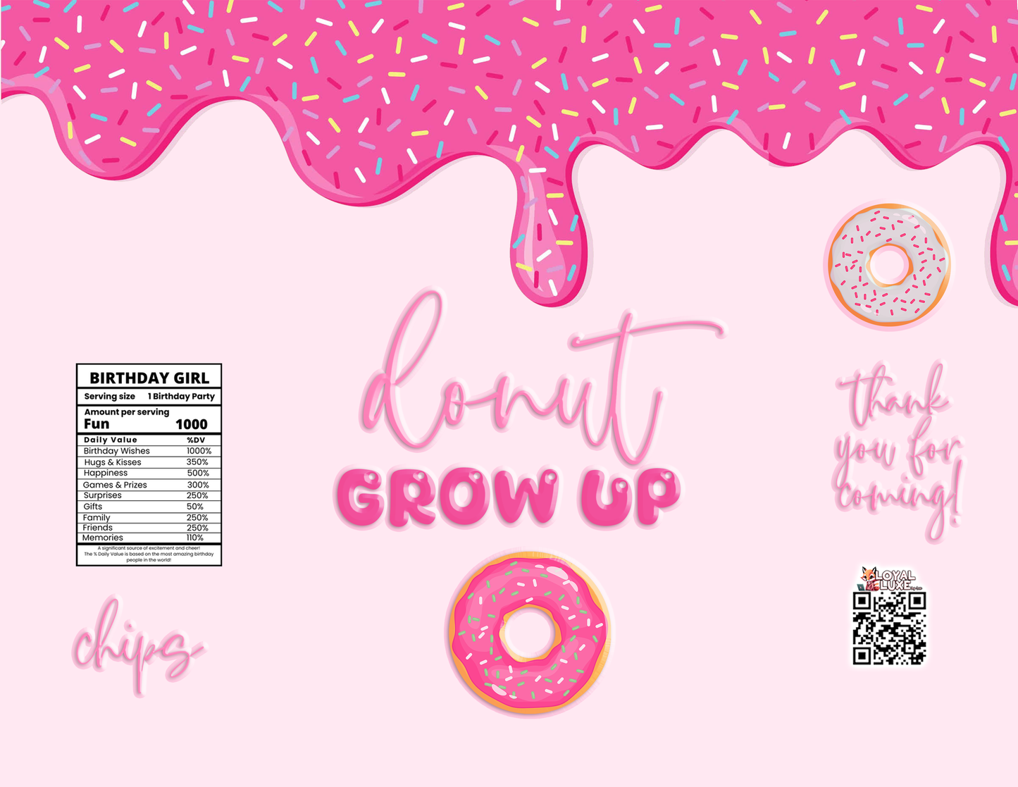 DONUT GROW UP CHIP BAG TEMPLATE DOWNLOAD