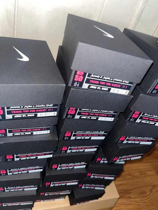 Custom Mini Shoe Box Party Favors with Lids