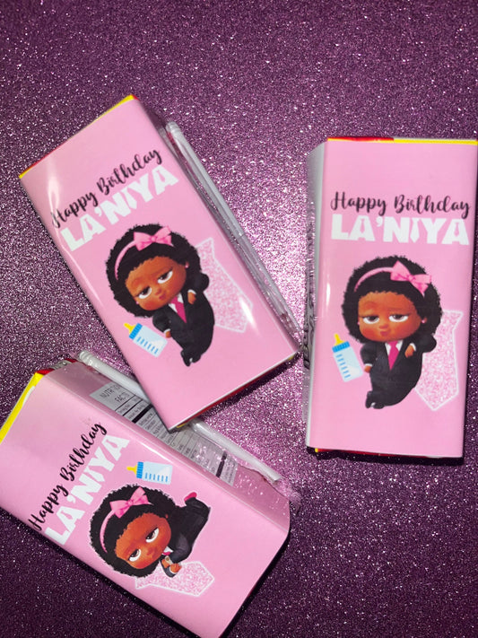 Boss Baby Girl or Boy Fruit Snack Pack Chip Bag Juice Box Labels for Birthday Party