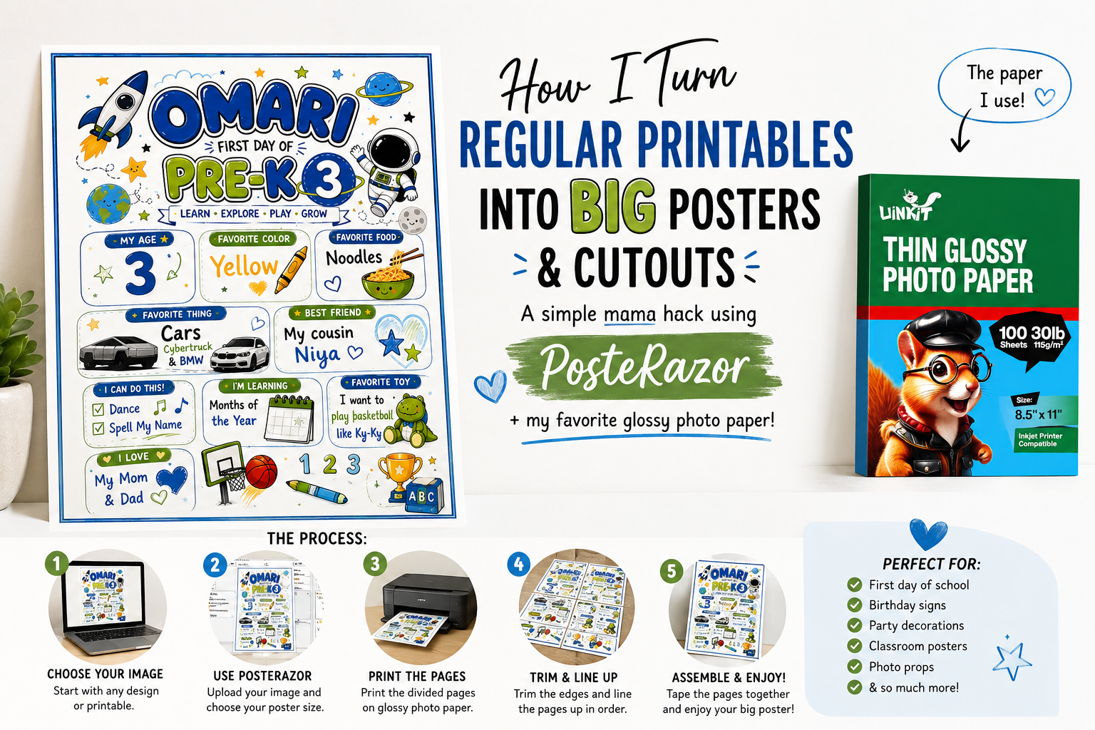How I Turn Regular Printables Into BIG Posters & Cutouts
