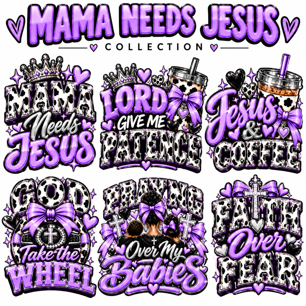 Mama Needs Jesus: 6 Faith-Inspired Shirt Designs for Moms 💜🐄
