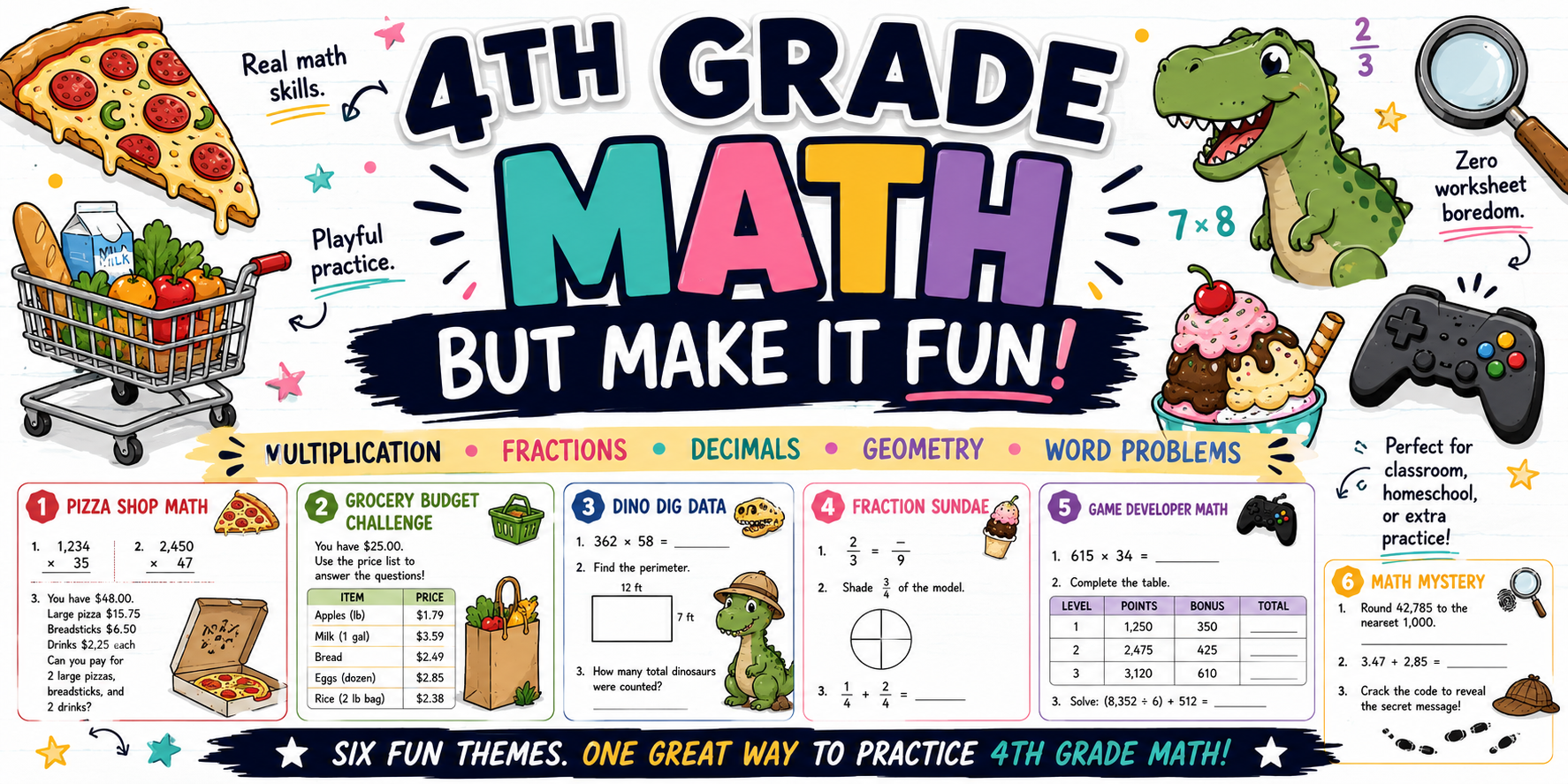 Six Free 4th Grade Math Worksheets for a Little Extra Practice ✏️📚