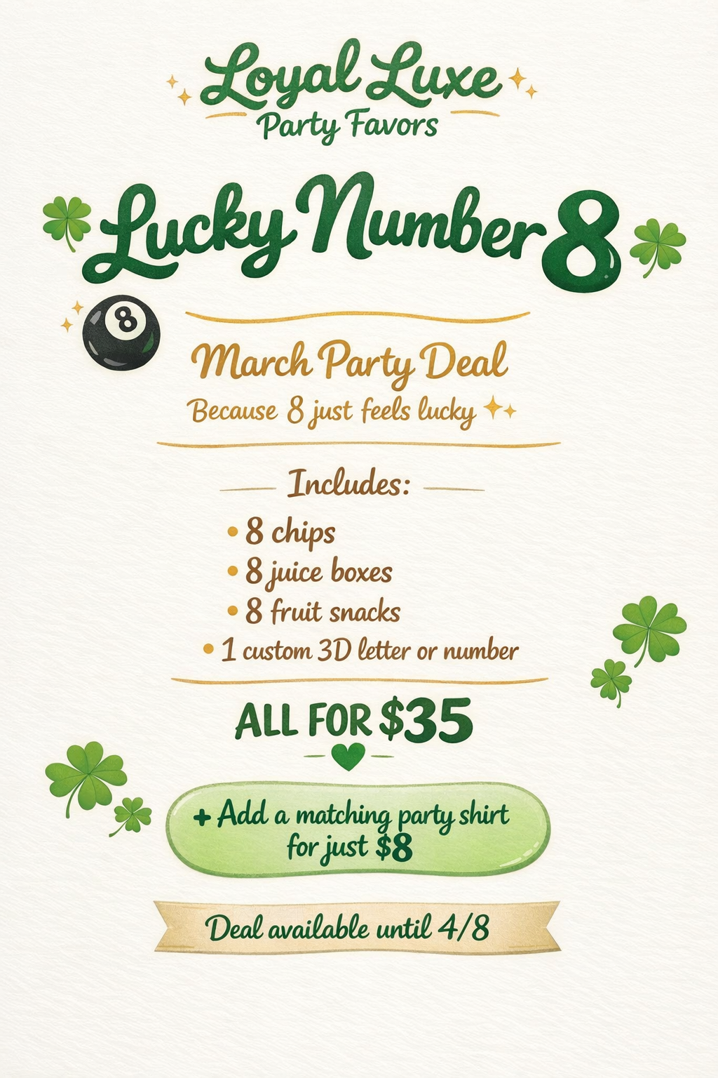 Lucky Number 8 Party Favor Deal✨