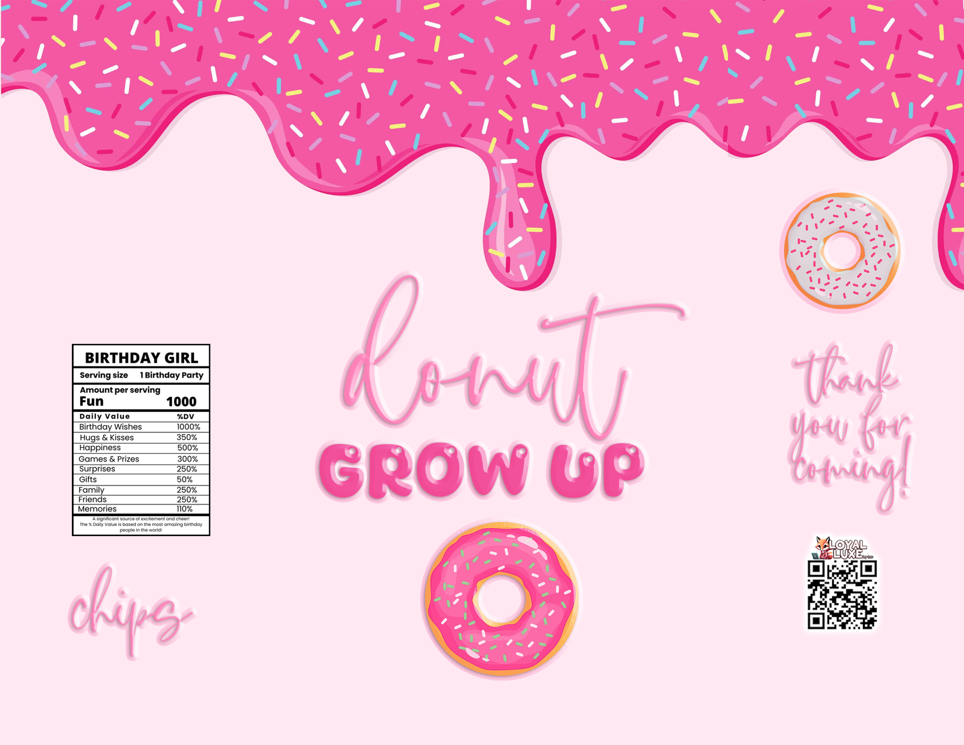 DONUT GROW UP CHIP BAG TEMPLATE DOWNLOAD