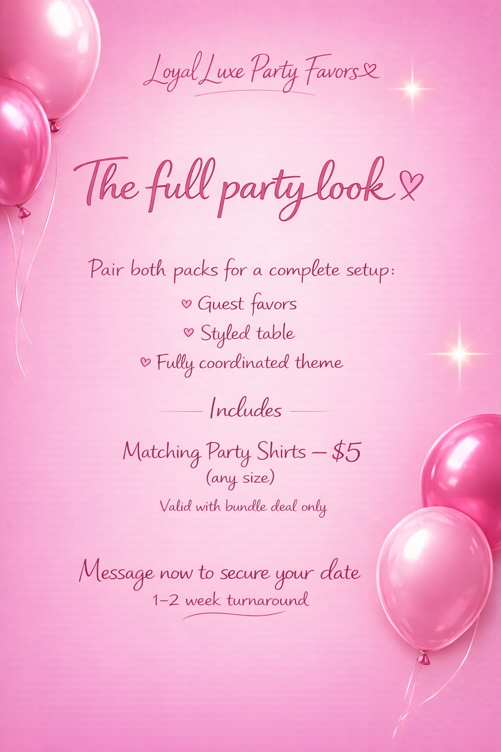 Loyal Luxe Standard Party Favor Packs Any Theme 2026✨