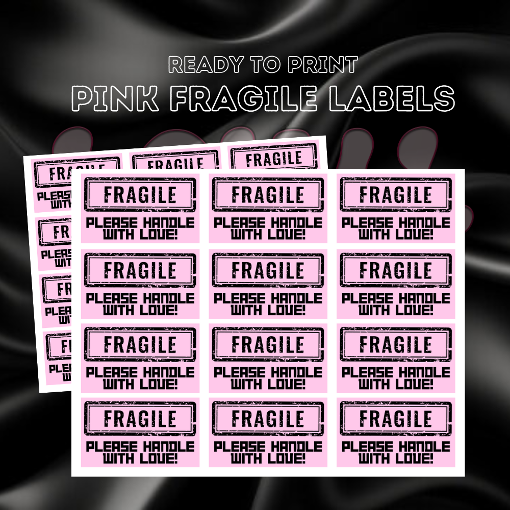 Pink Fragile Package Shipping Label Download