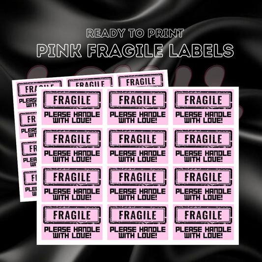 Pink Fragile Package Shipping Label Download