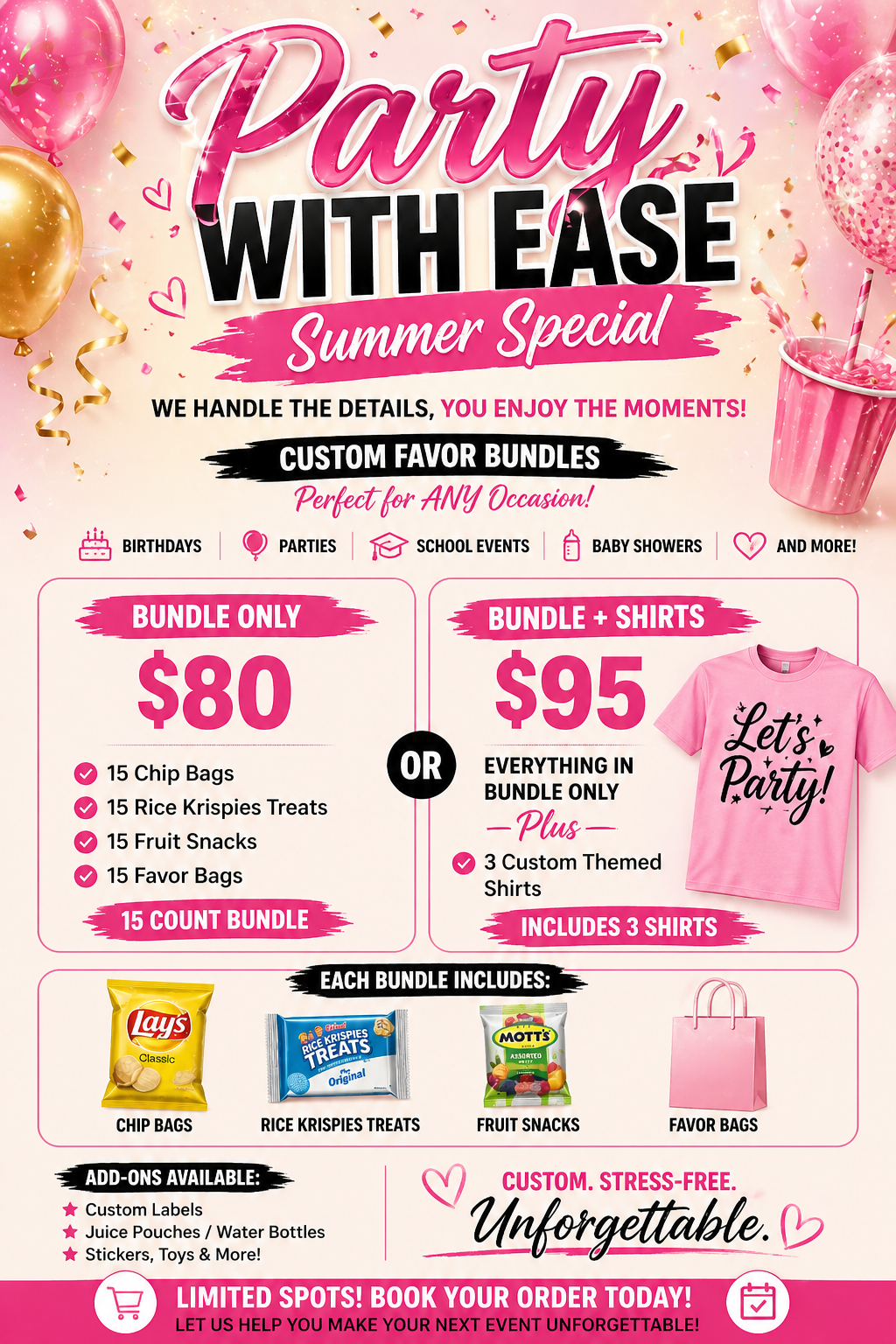 Party With Ease Summer Special – Custom Favor Bundle (15 Count)