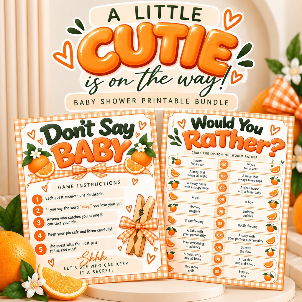 A Little Cutie Is on the Way 🍊 Citrus Baby Shower Printable Party Bundle
