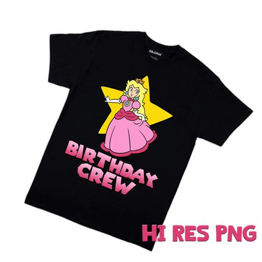 Super Princess Peach Girls Birthday Crew PNG for Birthday Party DIY