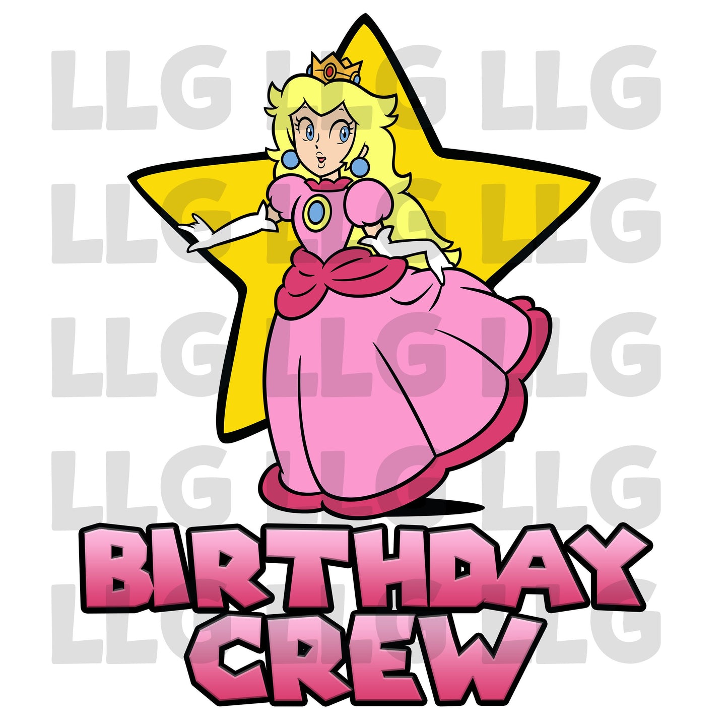 Super Princess Peach Girls Birthday Crew PNG for Birthday Party DIY