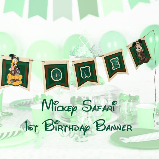 Mickey Safari First Birthday Banner