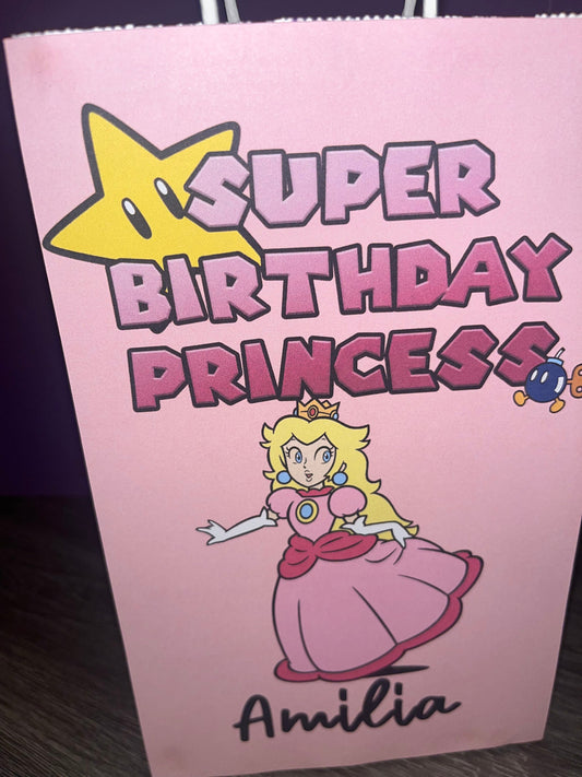 Super Princess Peach Party Favor Bags for Girls Birthday Party