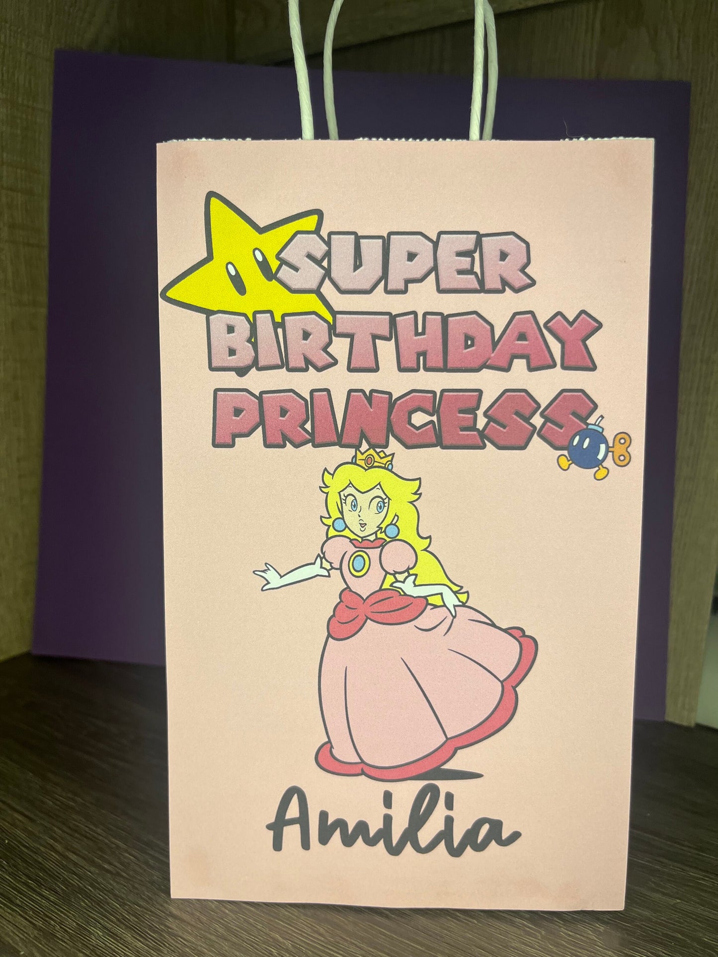 Super Princess Peach Party Favor Bags for Girls Birthday Party