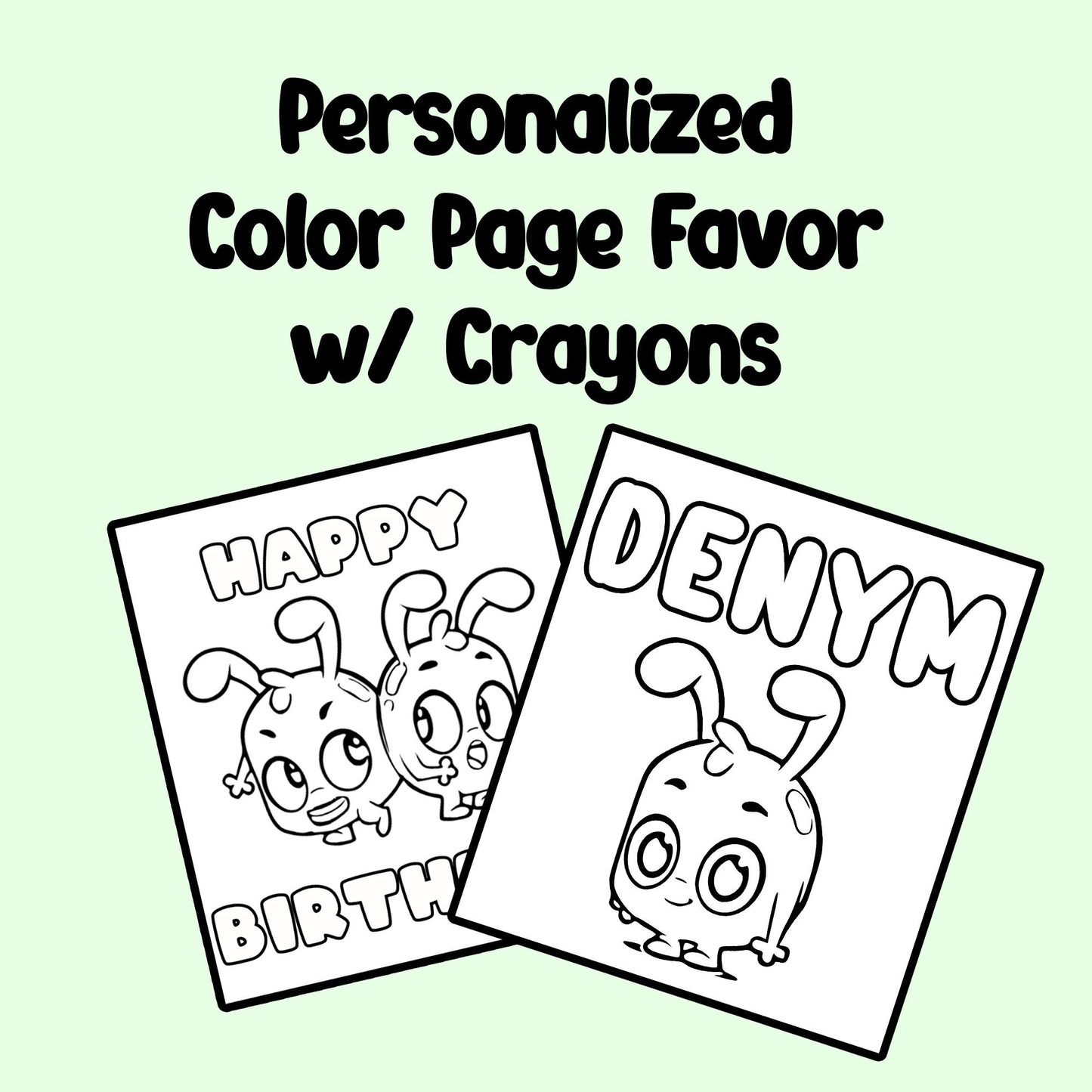 Morphle Inspired Personalized Coloring Pages with Crayons Favor for Birthday Party