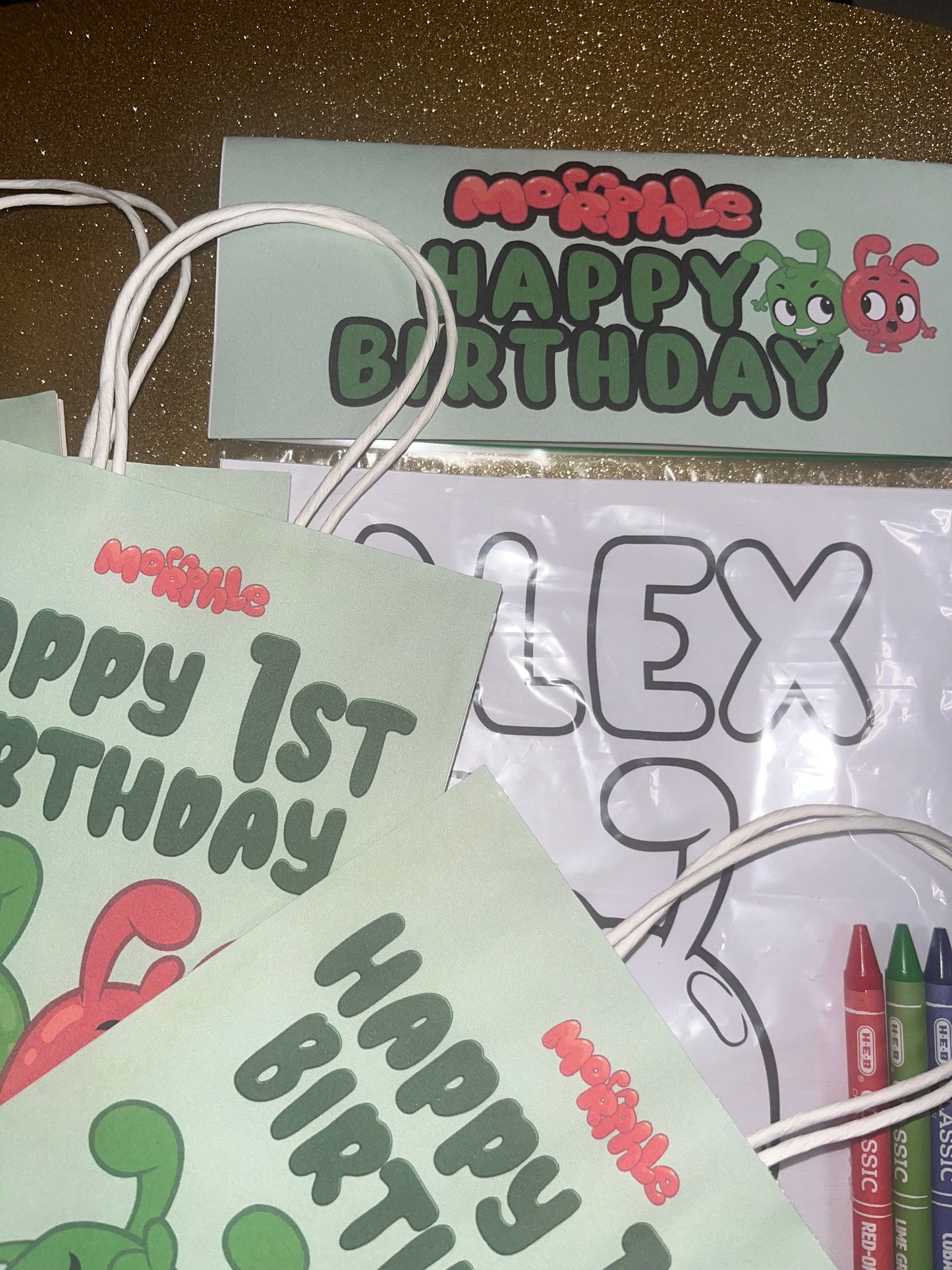 Morphle Inspired Personalized Coloring Pages with Crayons Favor for Birthday Party