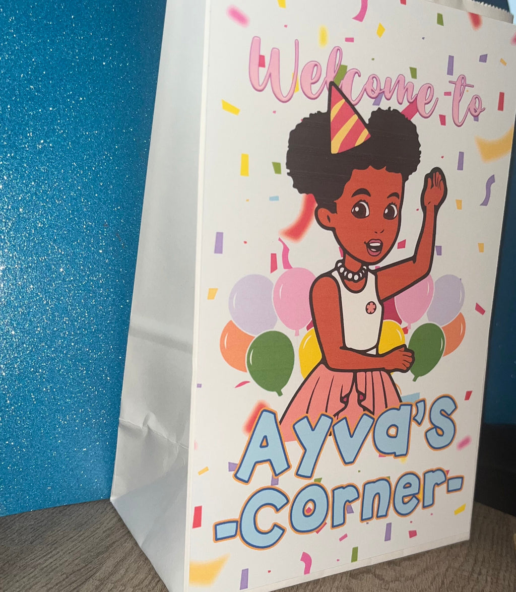 Personalized Gracie’s Corner Inspired Cutouts Toppers Chip Bags Snack Labels and Gift Bags for Girls Birthday Party