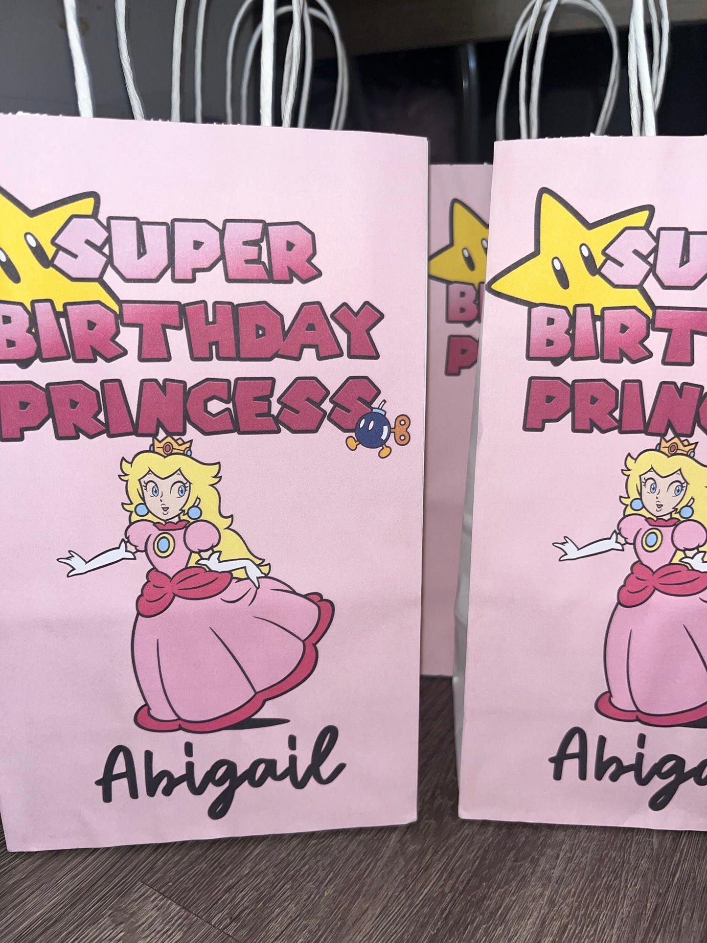 Super Princess Peach Party Favor Bags for Girls Birthday Party