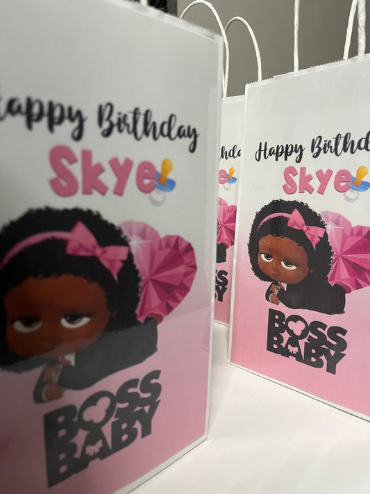 Personalized Boss Baby Girl or Boy Inspired Small Favor Bags with Age for Birthday Party