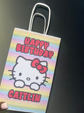 Hello Kitty Multicolor Birthday Party Favor Bags and Sticker or Snack Labels