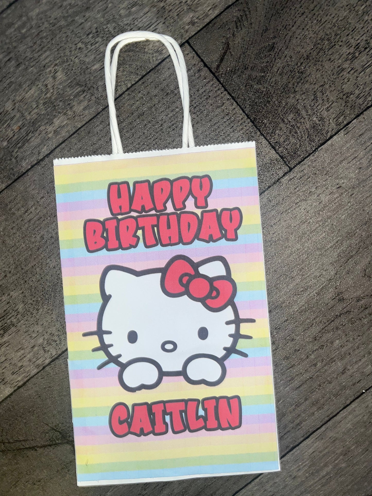 Hello Kitty Multicolor Birthday Party Favor Bags and Sticker or Snack Labels