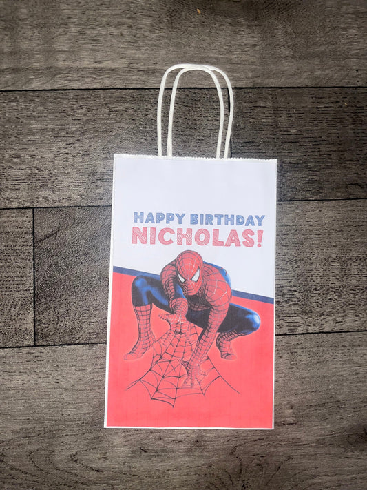 Personalized Spiderman Inspired Small Favor Bags for Birthday Party