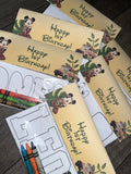 Mickey Safari Personalized Coloring Page w Crayons Party Favor Quantity of 6 for Birthday Party