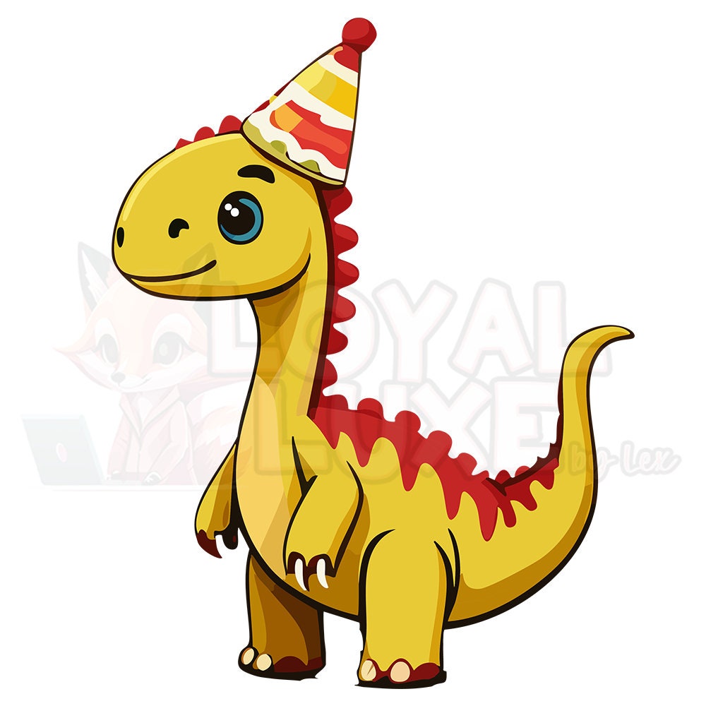 Unique Detailed Birthday Dinosaur PNG for Projects BONUS DINOSAUR with birthday hat Included!