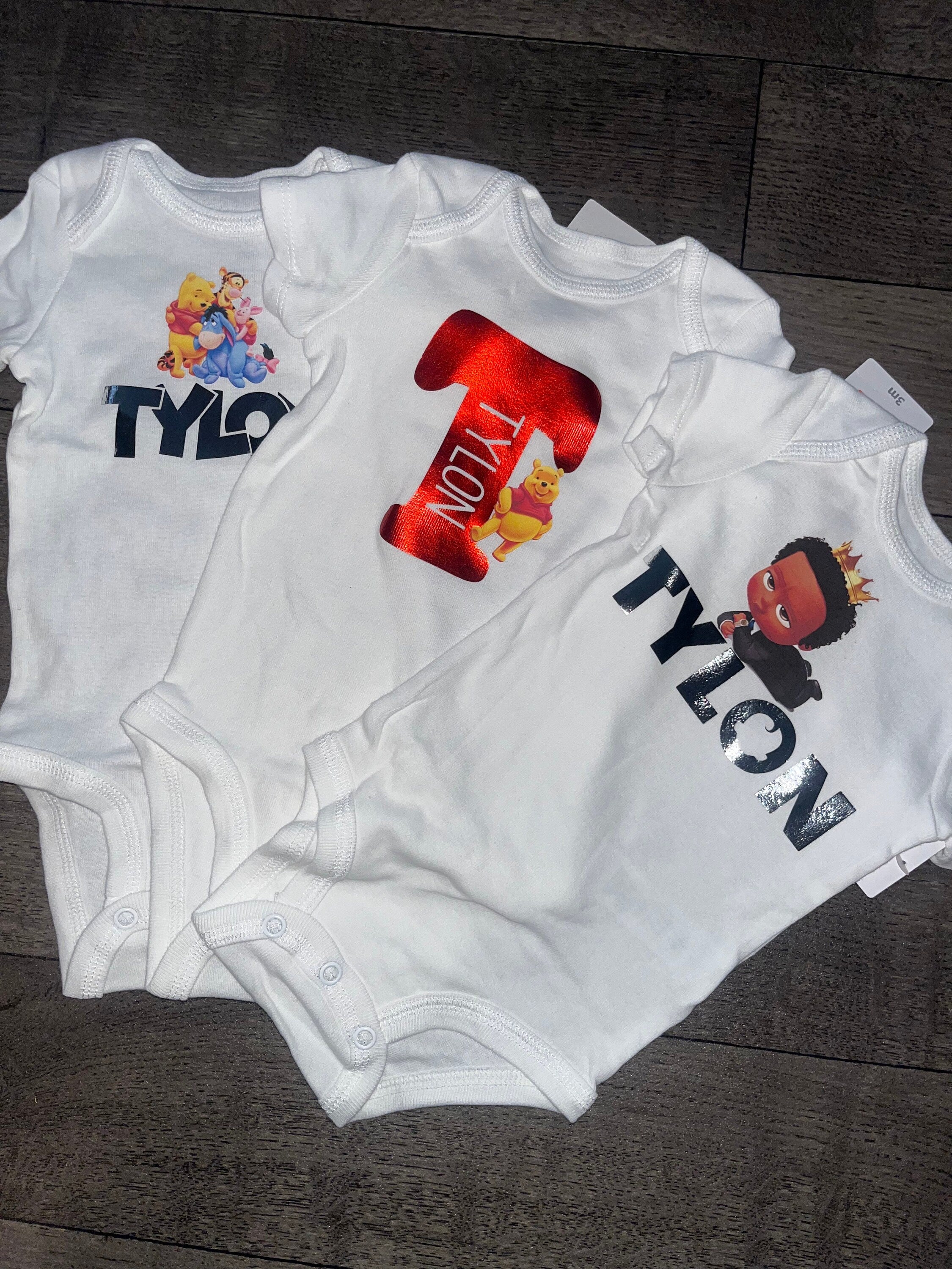 Personalized Themed Onesies with Name. Perfect for Babyshower Gift Sets
