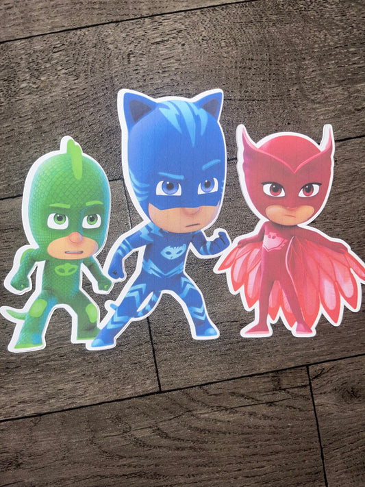 Personalized PJ Masks Inspired Cutouts Toppers Chip Bags Snack Labels and Gift Bags for Girls Birthday Party