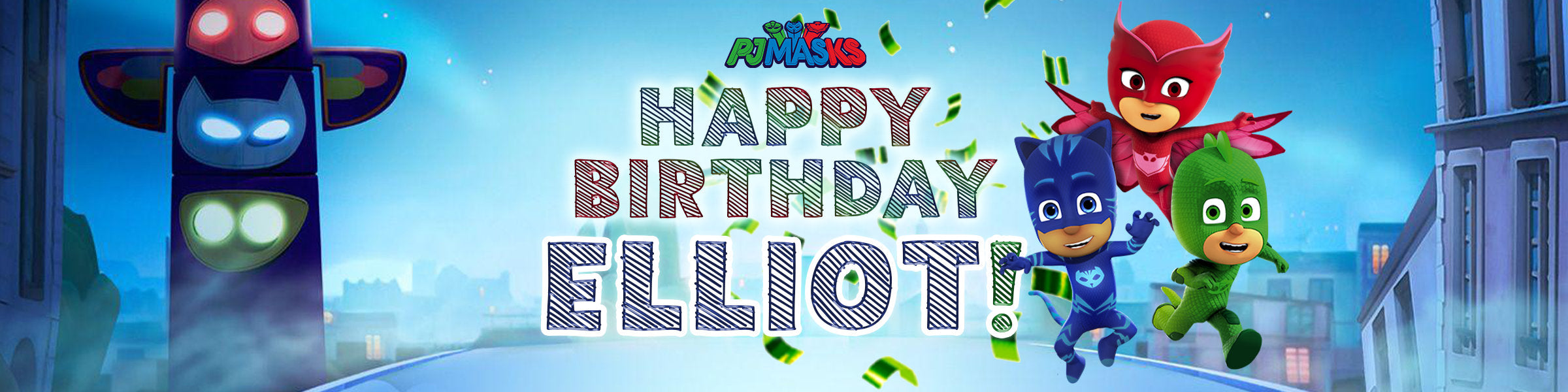 Personalized PJ Masks Inspired Cutouts Toppers Chip Bags Snack Labels and Gift Bags for Girls Birthday Party