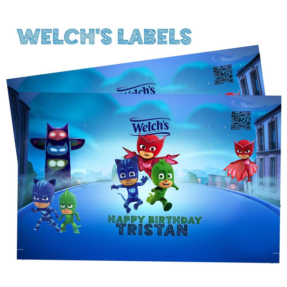 Personalized PJ Masks Inspired Cutouts Toppers Chip Bags Snack Labels and Gift Bags for Girls Birthday Party