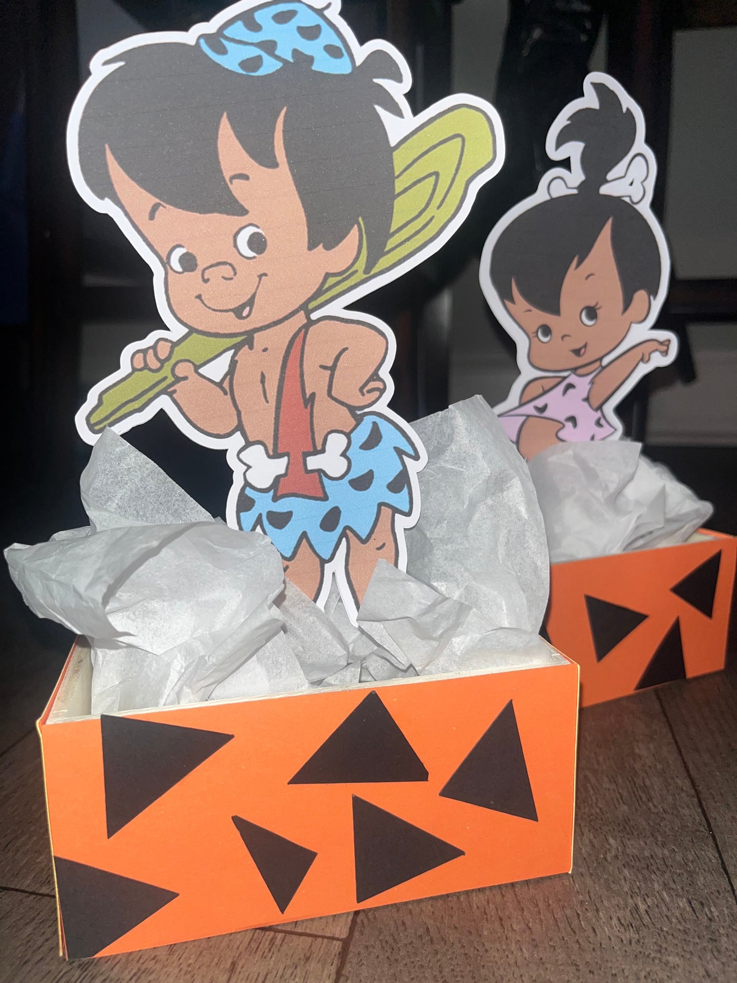 Flinstones Centerpieces for Gender Reveal Birthday Party or Babyshower-AFRO