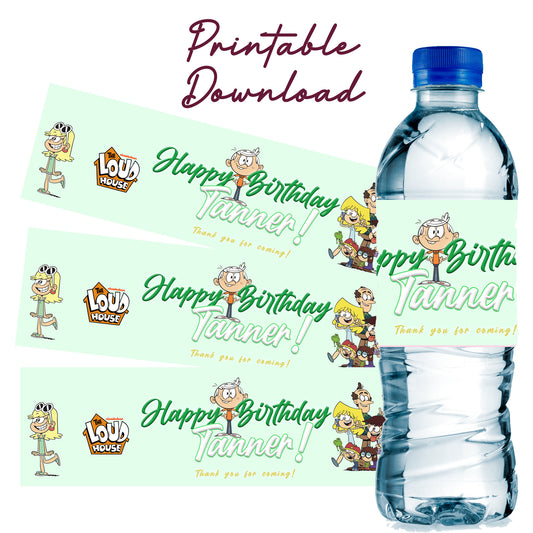 Loudhouse Cartoon Birthday Water Bottle Label Download PDF for Printing